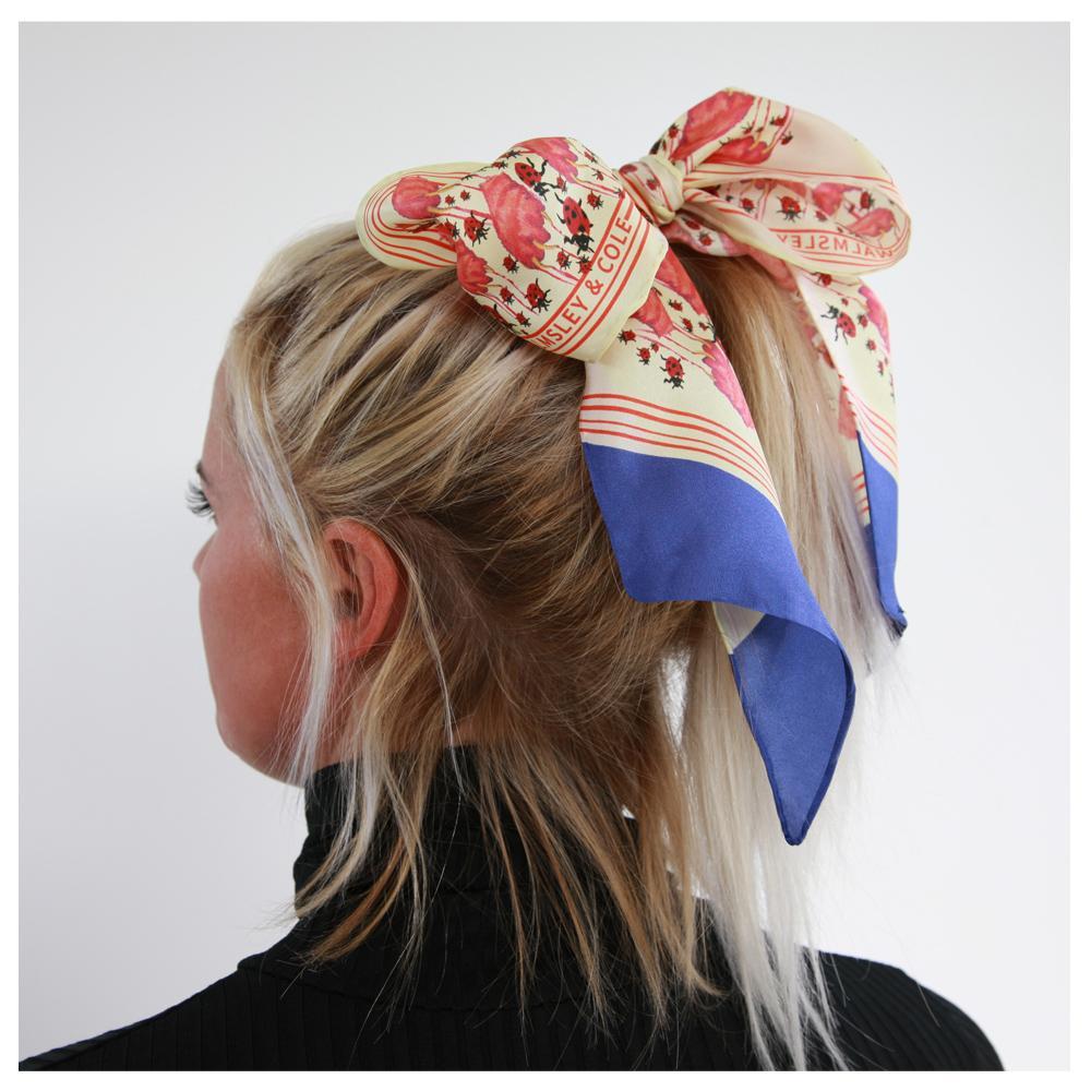 Walmsley and Cole, A Cut A Bug, Silk Scarf, Bow in hair