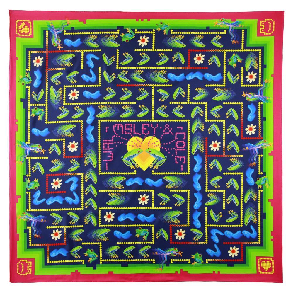 Walmsley and Cole, Frog Love, Silk Scarf, Flat