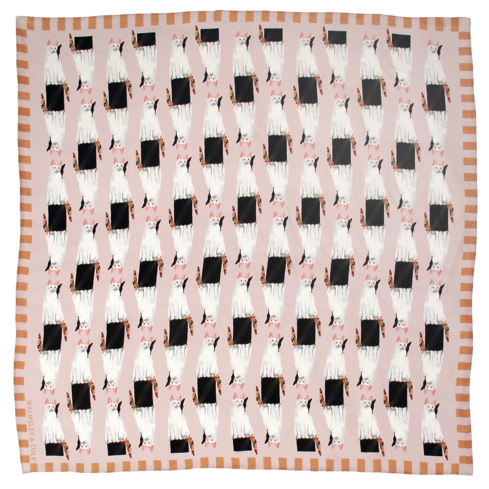 Walmsley and Cole, Lady Cat, Silk Scarf, Flat